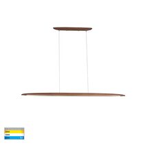 Noce 1300mm Linear Dimmable LED Pendant Walnut Timber / Tri-Colour - HV6010T