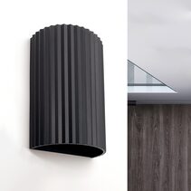 Ribbed Half 2 Light Wall Light Black