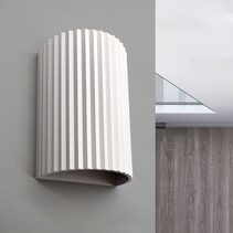 Ribbed Half 2 Light Wall Light White
