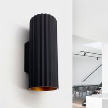 Ribbed Tubo 2 Light Wall Light Black