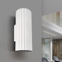 Ribbed Tubo 2 Light Wall Light White