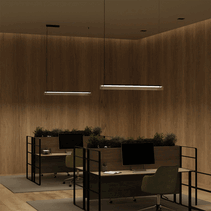 Edge LED Linear Pendant Iron / Clear Ribbed