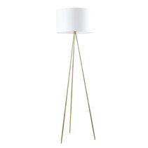 Tripod Floor Lamp With Drum Shade Antique Brass / White - JAMBES-F2