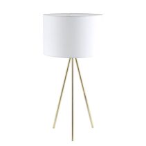 Tripod Table Lamp With Drum Shade Antique Brass / White - JAMBES-T2