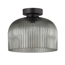 Diyvintaj DIY Dome Ribbed Glass Batten Ceiling Light Smokey Black - DIYVINTAJ1