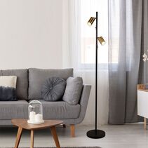 Ponte Adjustable Floor Lamp Black / Satin Brass - SL98743SB
