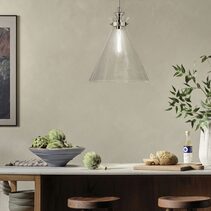 Laria Cone Large Pendant Polished Nickel / Clear