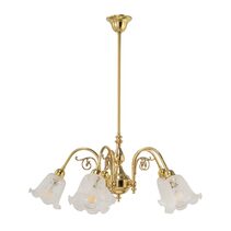 Victoriana 5 Light Pendant Polished Brass with 5008 29mm Frost Etched Shades - LOI3000324A
