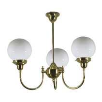 Luke 3 Light Pendant Polished Brass with Opal Gloss Spheres - LOI3000188A