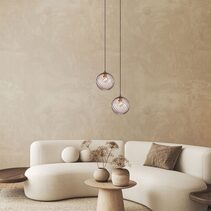 Espiral Interior Wine Glass Shade Wavy Finish Round Pendant Smokey Black - ESPIRAL1