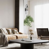 Flauta Interior Round Top Cylinder Ribbed Wall Light Smokey Black - FLAUTA1W