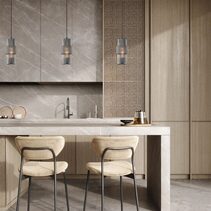 Hueca Interior Double Cylinder Ribbed with Segment Pendant Smokey Black - HUECA1