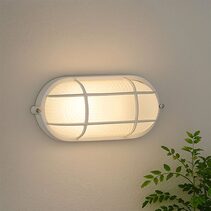 Rhelia Oval Caged Outdoor Bunker Light White - LLOL022W
