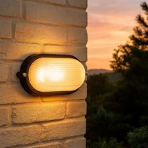 Ezra Oval Outdoor Bunker Light Black - LLOL024BK