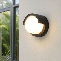 Aven Round CCT LED Outdoor Wall Light Black - LLOL020