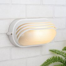 Virell Oval Louvered Outdoor Bunker Light White - LLOL025W