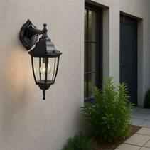 Lunor Down Outdoor Wall Light Black - LLOL030BK