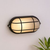 Rhelia Oval Caged Outdoor Bunker Light Black - LLOL022BK