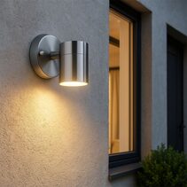 Zyven Fixed Single LED Outdoor Wall Light Polished Silver / Tri-Colour - LLOL034S