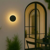 Orlan 120mm LED Colour-Shifting Disc Wall Sconce Black Small - LLOL043BK