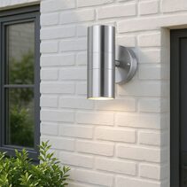 Zyven 2 Light Up and Down LED Outdoor Wall Light Polished Silver / Tri-Colour - LLOL033S