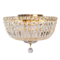 Classique Medium 40cm Flush 5 Light Crystal Glass Chandelier Satin Brass - LOI1001593
