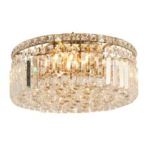 Rotondo Medium 40cm Flush 5 Light Crystal Satin Brass - LOI1001621