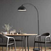 Marmo Arc Floor Lamp With Marble Base Black - SL91203BK