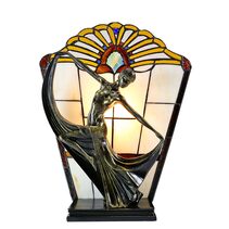 Art Deco Leadlight 40cm Table Lamp Amber - TL-866-1402A
