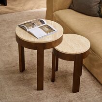 Oliver Travertine Side Table Brown Small - 33375