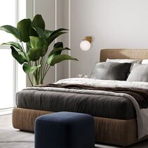 Single Sphere Marble With Brass Highlight Round Base Wall Light - PALLA-W1