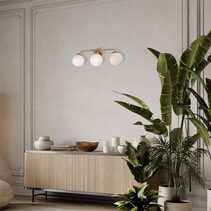 Triple Sphere Marble With Brass Highlight Round Base Wall Light - PALLA-W2