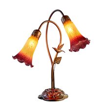 Twin Hummingbird Lily Tiffany Lamp Orange / Wine - TLAH-002-OR