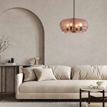 Cuad Interior Amber Flat Top Dome Glass Shade Pendant - CUAD2