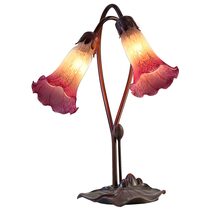 Twin Lily Tiffany Table Lamp White / Magenta - TLA1-002-WM