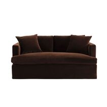 Birkshire 2 Seater Slip Cover Sofa Dark Chocolate Velvet - 33545