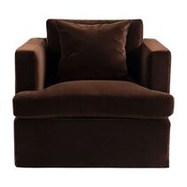 Birkshire Slip Cover Arm Chair Dark Chocolate Velvet - 33548
