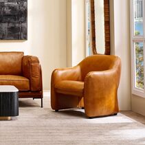 Clifton Arm Chair Light Brown Leather - 33559