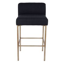 Leon Kitchen Stool Black Linen - 33703