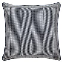 Candace Square Feather Cushion Chevron Blue Linen - 50832