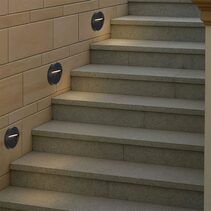 Terin Round LED Exterior Step Wall Light Black - TERIN RD-BK324