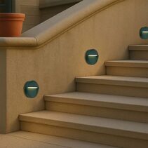Terin Round LED Exterior Step Wall Light Verde Green - TERIN RD-GN324