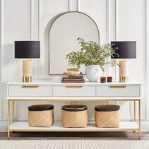 Paola Travertine Table Lamp With Black Shade - B12380