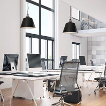 Cloche Interior Metal Shade with Travertine Highlight Bell Shape Pendant Black - CLOCHE1