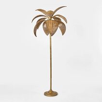 Bali Brass & Rattan Floor Lamp - OWLIG24112