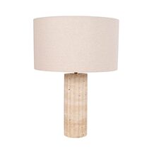Sagitta Beige Travertine Base Oblong Fabric Cream Shade Table Lamp Large - SAGITTA-T3