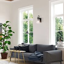 Sino Interior Ellipse Single Clear Glass Shade Wall Light Black - SINO-W1