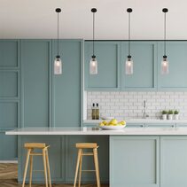 Sino Interior Ellipse Clear Glass Shade Pendant Black - SINO1