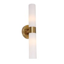 Vara Interior Tubular Up / Down Opal Glass Wall Light Brass - VARA3