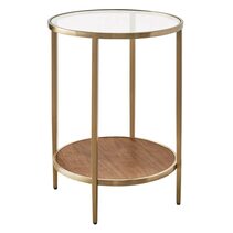 Chloe Glass and Timber Side Table Gold - 33723